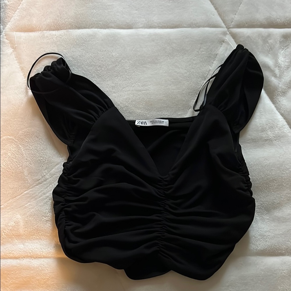 Zara Black Ruched Women's Top